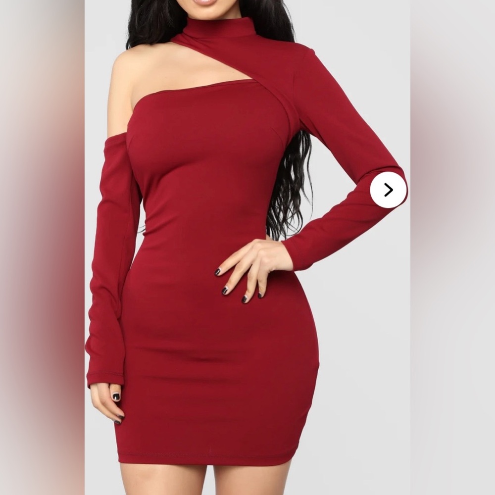FashionNova Brand New Cut The Nonsense Burgundy Mini Dress Size M
